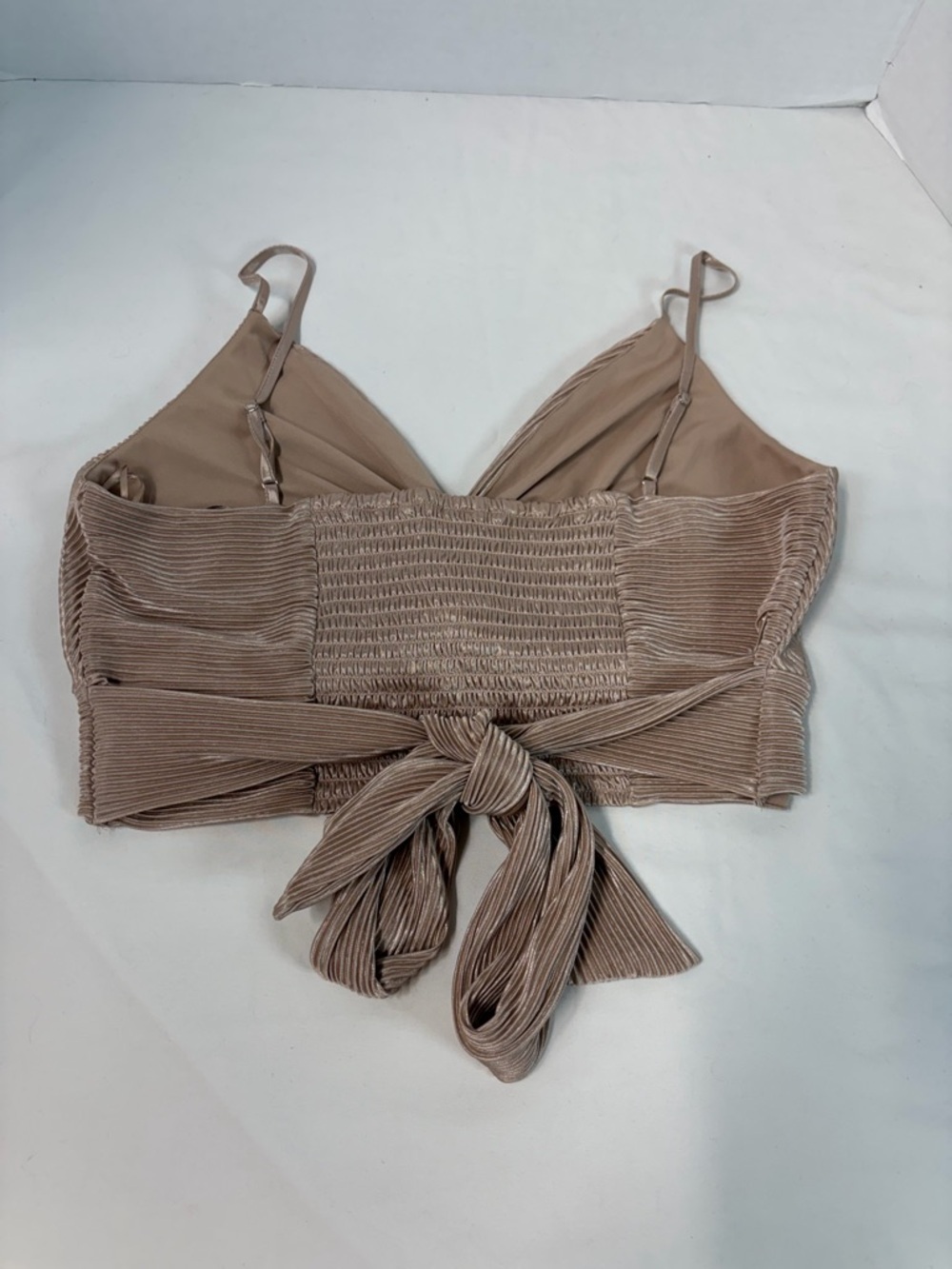 NWT RO&DE 2 Piece Pleated Shimmer Set Tie Back Top Wide Leg Pants L - Picture 5 of 11